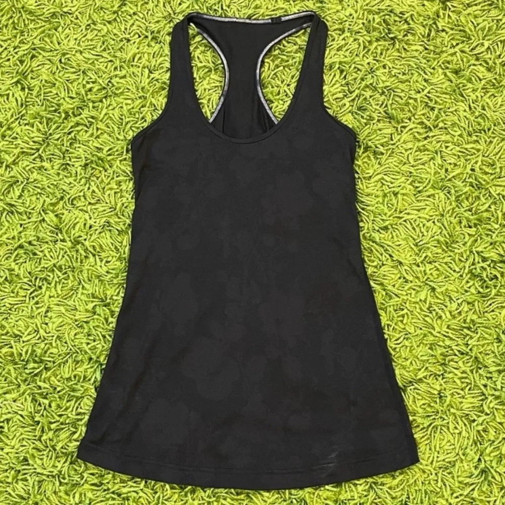 lululemon athletica floral mesh fitted tank top